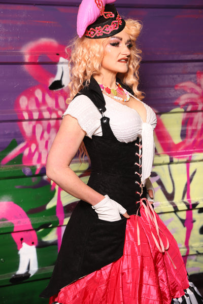 Vixen Corset w/Tails & Pockets in Solid Matte Black - The Dragon Fruit Diva Collection