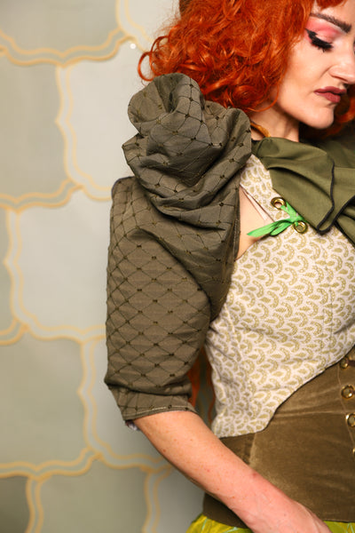 16. Detachable Puff Sleeve in Sage Diamond - The Brine for Bunny Collection