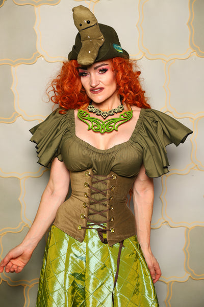 34. Petite Wench Corset in Cornichon Velvet - The Brine for Bunny Collection