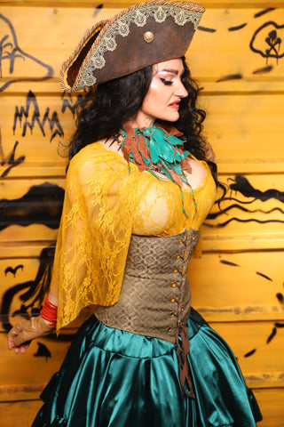 25. Wench Corset in Sage Compass Upholstery - THE SWASHBUCKLERS: PART 2