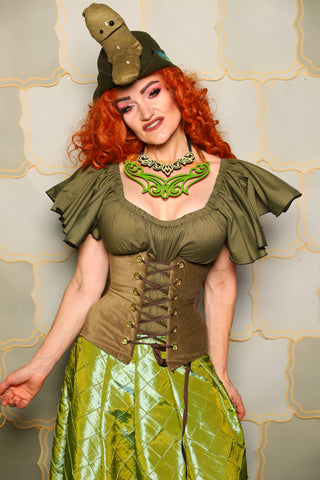 34. Petite Wench Corset in Cornichon Velvet - The Brine for Bunny Collection