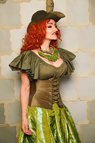 34. Petite Wench Corset in Cornichon Velvet - The Brine for Bunny Collection