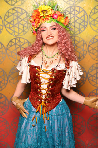 17. Elizabeth Corset in Emberlight Floral Jacquard -  Bonfires, Blessings, and Blooms Collection