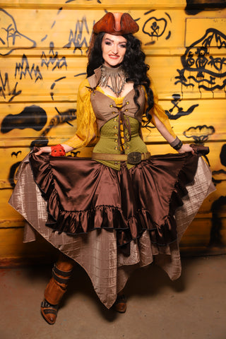 03. Mini Fairy Skirt w/ruffle in Brown Satin -  THE SWASHBUCKLERS: PART 1