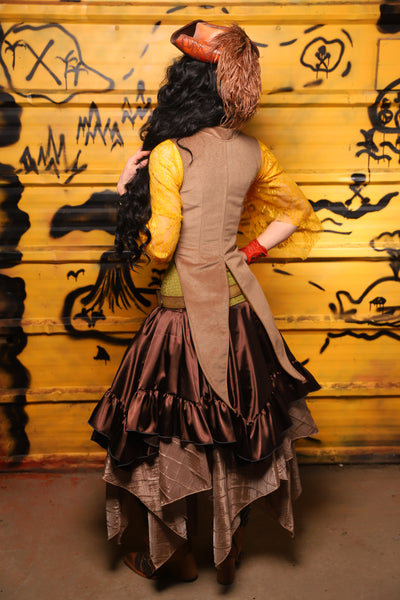 Tailed Cropped Overbust in Tan Sand Velvet -  THE SWASHBUCKLERS: PART 1