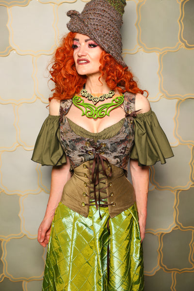 14. Cropped Marie Corset in Victorian Parlor Rose *PLEASE order by BUST Measurement, NOT waist!* - The Brine for Bunny Collection