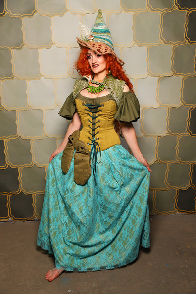 20. Double Layer Tulip Skirt in Mermaid Pintuck with Turquoise Stretch Lace Overlay - The Brine for Bunny Collection