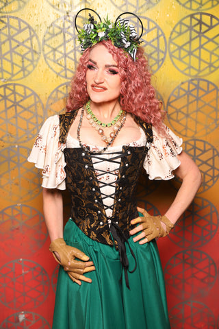 12. Elizabeth Corset in Black & Gold Vine -  Bonfires, Blessings, and Blooms Collection