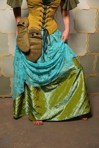 20. Double Layer Tulip Skirt in Mermaid Pintuck with Turquoise Stretch Lace Overlay - The Brine for Bunny Collection