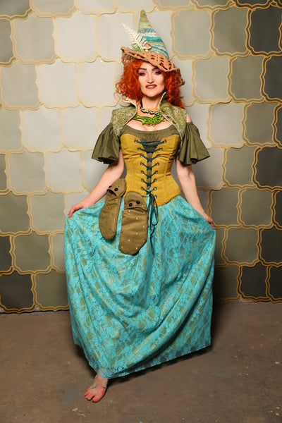 20. Double Layer Tulip Skirt in Mermaid Pintuck with Turquoise Stretch Lace Overlay - The Brine for Bunny Collection