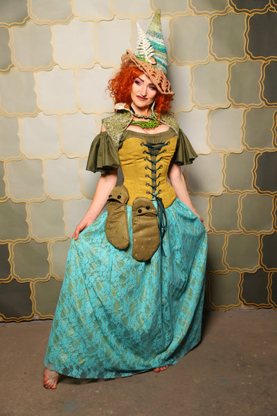 20. Double Layer Tulip Skirt in Mermaid Pintuck with Turquoise Stretch Lace Overlay - The Brine for Bunny Collection