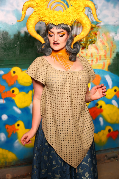 Charlotte Blouse with Emma Sleeves in Tan - Quack & Splash Collection