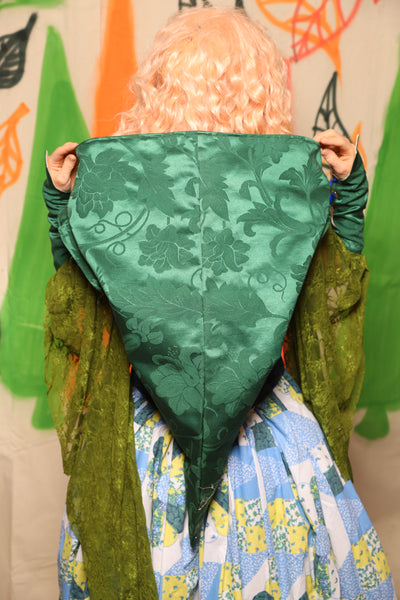 Traveler’s Hood in Shamrock Damask - Nimble Thimble Collection