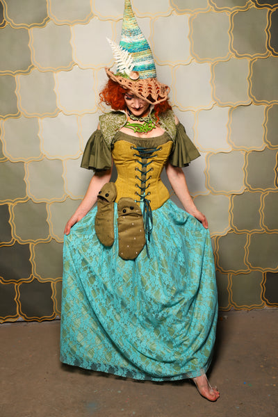 20. Double Layer Tulip Skirt in Mermaid Pintuck with Turquoise Stretch Lace Overlay - The Brine for Bunny Collection