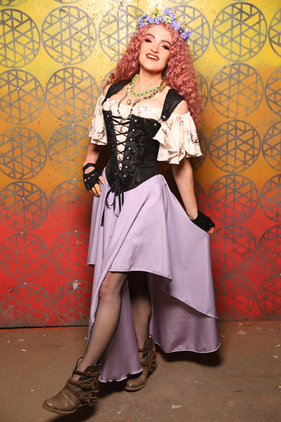 Crescent Skirt in Lilac Matte Reverse Satin - Bonfires, Blessings, and Blooms Collection
