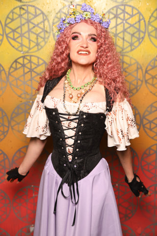 13. Elizabeth Corset in Black Medallion -  Bonfires, Blessings, and Blooms Collection