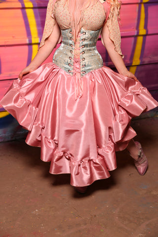 Crescent Skirt with Ruffle in Cotton Candy Pink Taffeta #8 - "Paradise Estate Collection"