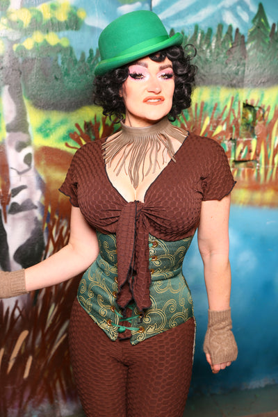 Swallowtail Corset in Clover Swirl Damask #42 - The Bells & Whistles Collection