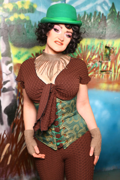 Swallowtail Corset in Clover Swirl Damask #42 - The Bells & Whistles Collection