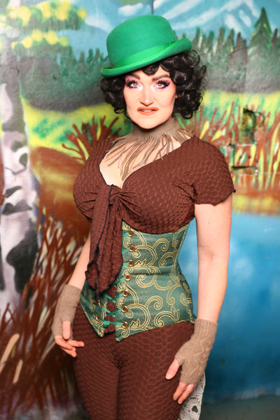 Swallowtail Corset in Clover Swirl Damask #42 - The Bells & Whistles Collection