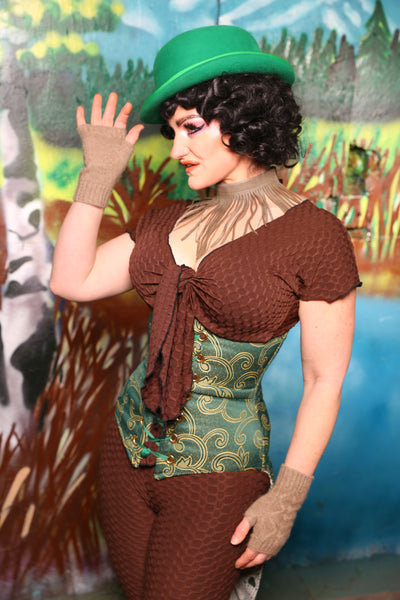 Swallowtail Corset in Clover Swirl Damask #42 - The Bells & Whistles Collection