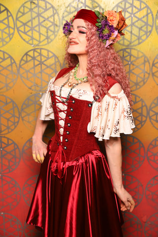 24. Elizabeth Corset in Rustic Red Upholstery -  Bonfires, Blessings, and Blooms Collection