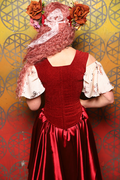 Elizabeth Corset in Rustic Red Upholstery -  Bonfires, Blessings, and Blooms Collection