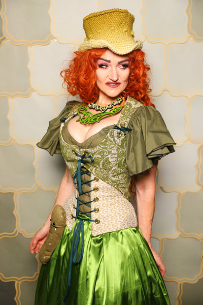 12. Cropped Marie Corset in Garden Gate Paisley *PLEASE order by BUST Measurement, NOT waist!* - The Brine for Bunny Collection