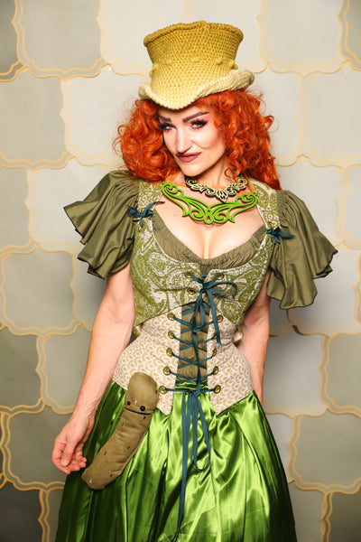 12. Cropped Marie Corset in Garden Gate Paisley *PLEASE order by BUST Measurement, NOT waist!* - The Brine for Bunny Collection