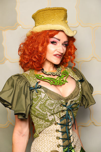 12. Cropped Marie Corset in Garden Gate Paisley *PLEASE order by BUST Measurement, NOT waist!* - The Brine for Bunny Collection