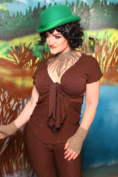 Knotty Blouse in Hazelnut Textured Spandex #23 - The Bells & Whistles Collection