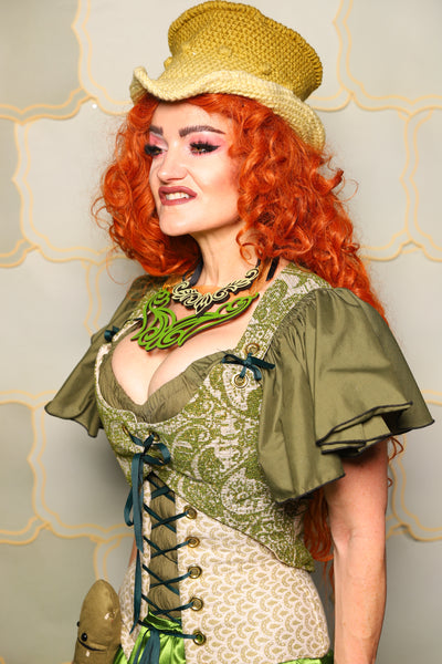 12. Cropped Marie Corset in Garden Gate Paisley *PLEASE order by BUST Measurement, NOT waist!* - The Brine for Bunny Collection