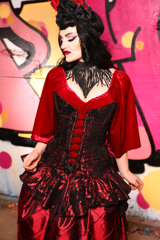 Crossfire Corset in Crimson & Black Medallion -"The Raven & Ruby Collection" - #18