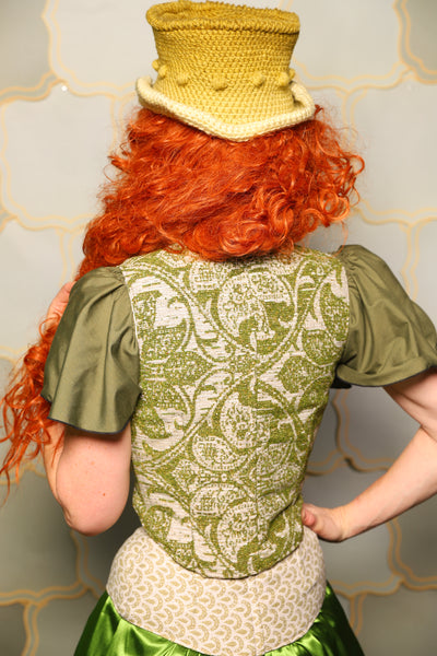 12. Cropped Marie Corset in Garden Gate Paisley *PLEASE order by BUST Measurement, NOT waist!* - The Brine for Bunny Collection