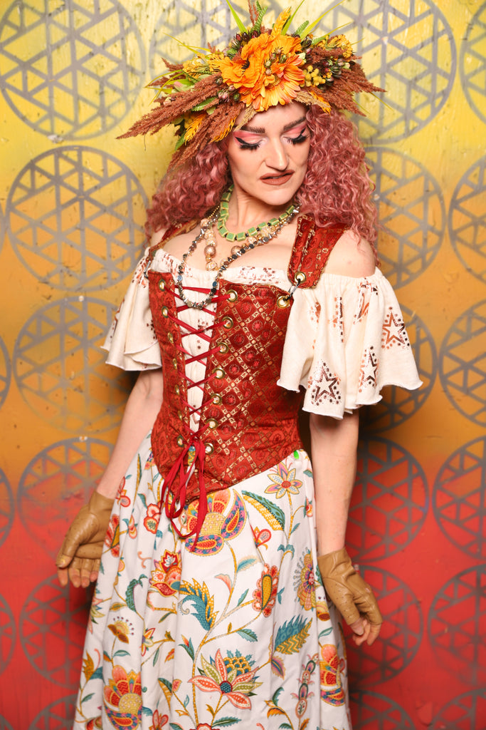 20. Elizabeth Corset in Persimmon Square - Bonfires, Blessings, and Bl   Damsel in this Dress Corsets