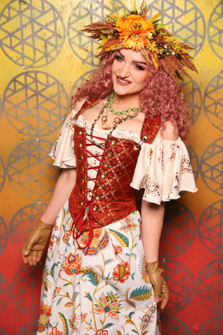 20. Elizabeth Corset in Persimmon Square -  Bonfires, Blessings, and Blooms Collection