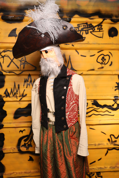 Swashbuckler Vest in Red & Cream Paisley Damask -  THE SWASHBUCKLERS: PART 1