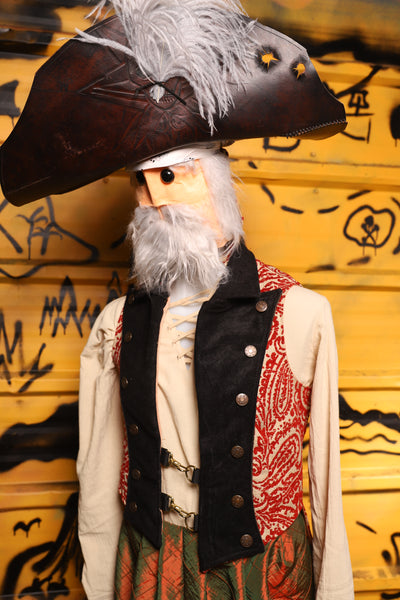Swashbuckler Vest in Red & Cream Paisley Damask -  THE SWASHBUCKLERS: PART 1