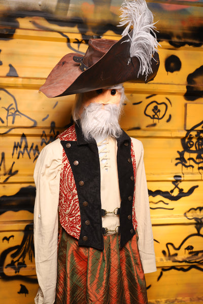 Swashbuckler Vest in Red & Cream Paisley Damask -  THE SWASHBUCKLERS: PART 1