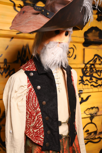Swashbuckler Vest in Red & Cream Paisley Damask -  THE SWASHBUCKLERS: PART 1