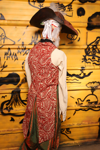Swashbuckler Vest in Red & Cream Paisley Damask -  THE SWASHBUCKLERS: PART 1