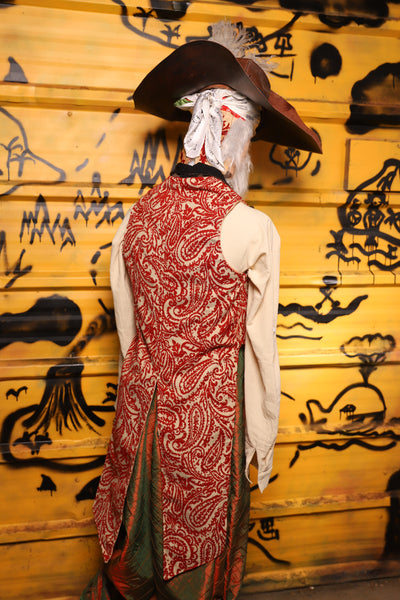 Swashbuckler Vest in Red & Cream Paisley Damask -  THE SWASHBUCKLERS: PART 1