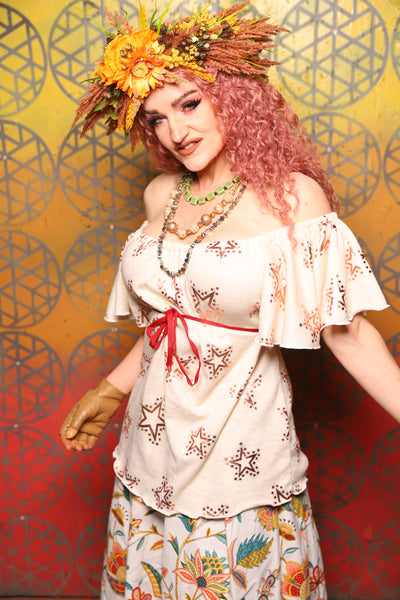 Breeze Blouse in Pink Metallic Stars - Bonfires, Blessings, and Blooms Collection