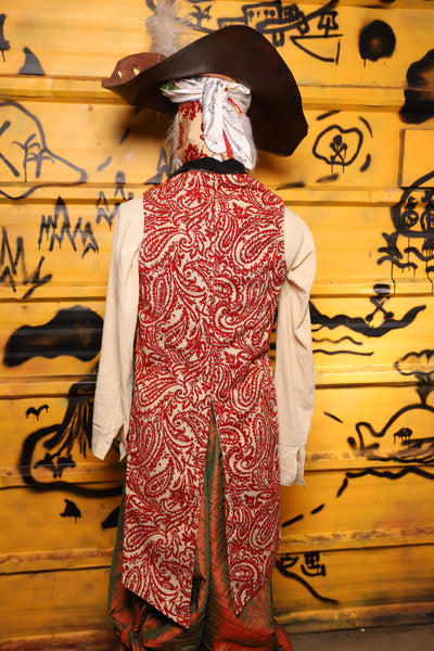 Swashbuckler Vest in Red & Cream Paisley Damask -  THE SWASHBUCKLERS: PART 1