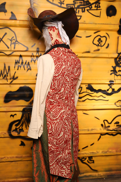 Swashbuckler Vest in Red & Cream Paisley Damask -  THE SWASHBUCKLERS: PART 1