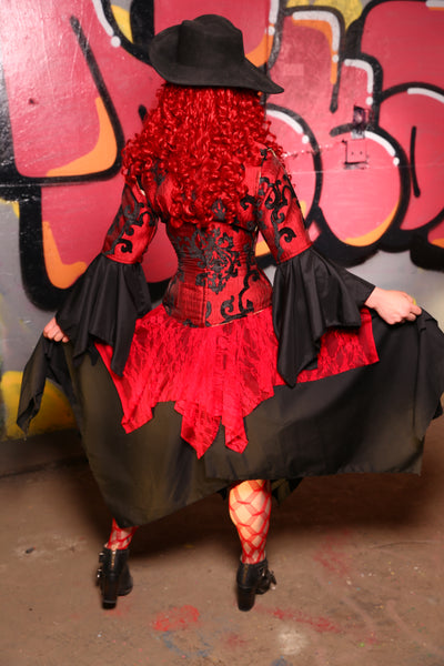 Double Layer Fairy Skirt in Black w/ Red Lace Mini Fairy Overlay #13 - The Ruby Gloom Collection