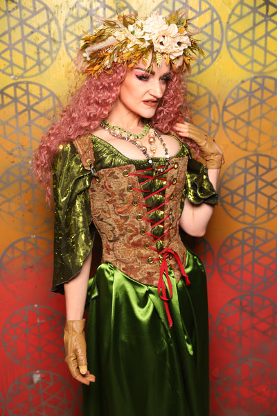 Elizabeth Corset in Antiquity Floral -  Bonfires, Blessings, and Blooms Collection