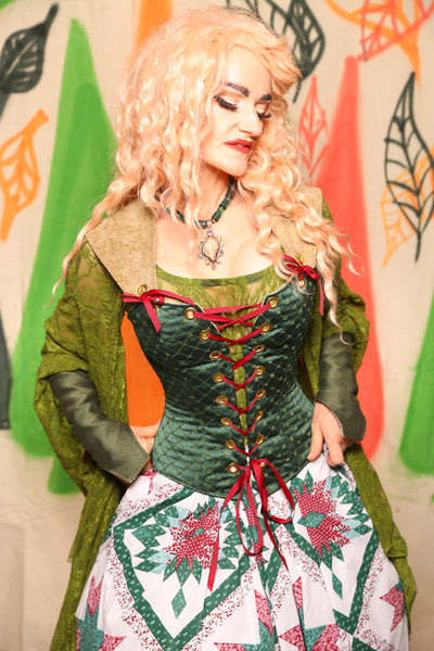 Petite Aurora Corset in Kale Diamond *contrasting straps* - Nimble Thimble Collection