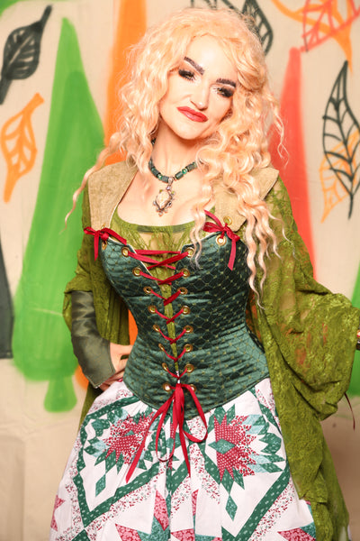 Petite Aurora Corset in Kale Diamond *contrasting straps* - Nimble Thimble Collection