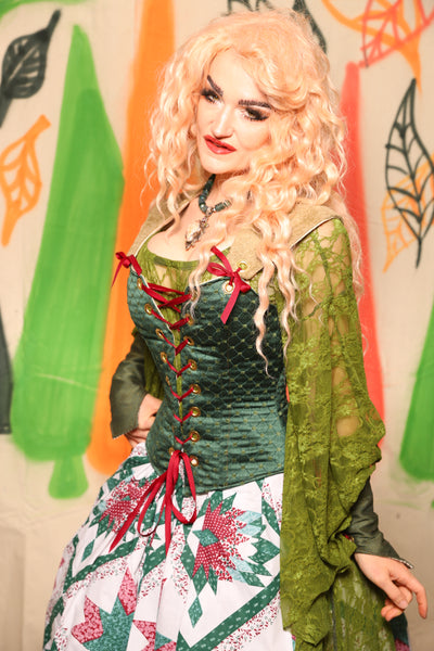 Petite Aurora Corset in Kale Diamond *contrasting straps* - Nimble Thimble Collection
